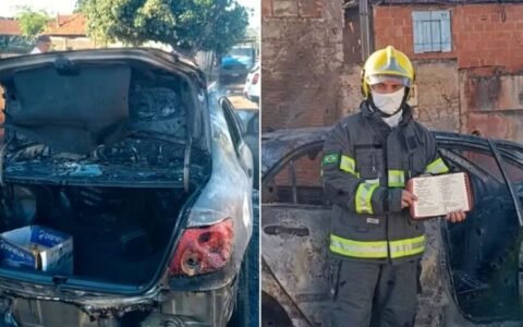 Carro é consumido por fogo e Bíblia chama atenção em GO