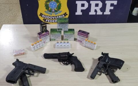 PRF apreende anabolizantes, canetas emagrecedoras e arma na BR-050