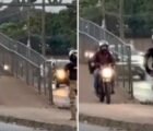 Motociclista usa passarela na BR-153 e encontra policial ao descer