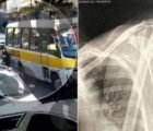 Vídeo mostra mulher sendo prensada entre ônibus escolar e carro em Luziânia