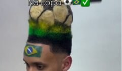 Barbeiro transforma cabelo em estádio de futebol e viraliza nas redes